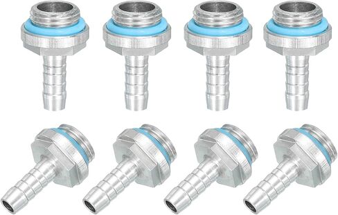 uxcell 8pcs G1/4 Fitting, G1/4 Thread with 8mm OD Nozzle PC Water Cooling Hose Barb Fitting for PC Water Cooling System Accessories in Kuwait
