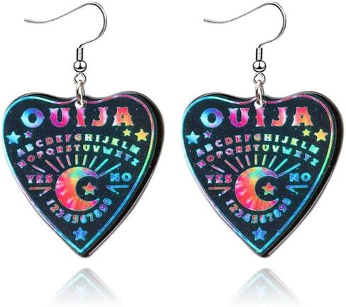 Goth Ouija Board Planchette الأقراط الشرير الثلاثي القمر آلهة عين الشر العثة الأقراط الساحرة القوطية الويكا تتدلى الأقراط المتدلية للنساء المجوهرات القوطية in Saudi Arabia