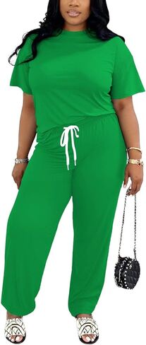 PINSV Women 2 Piece Outfits Short Sleeve Tops and Long Pants Tracksuit Workout Lounge Sets in Saudi Arabia