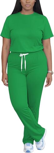 PINSV Women 2 Piece Outfits Short Sleeve Tops and Long Pants Tracksuit Workout Lounge Sets in Saudi Arabia