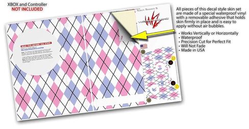 ملصق من الفينيل من WraptorSkinz متوافق مع وحدة تحكم XBOX Series S ووحدة التحكم Argyle Pink and Blue (وحدة التحكم في الألعاب غير متضمنة) in Kuwait