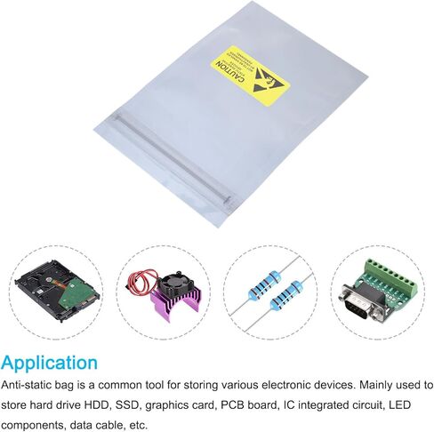 Anti Static Bags Shielding Bag 50pcs 3x5inch(8x13cm) Resealable with Labels for Hard Drive HDD SSD PCB Board in Saudi Arabia