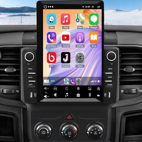 ستيريو سيارة 4G+64G Double Din لسيارة Dodge Ram 1500 2500 3500 2013-2019 مع Carplay اللاسلكي وAndroid Auto، شاشة لمس 9.7 بوصة Android 13 راديو السيارة GPS Navi WiFi FM SWC كاميرا احتياطية، تناسب فقط التيار المتردد اليدوي in Saudi Arabia