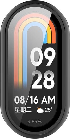حافظة تغطية كاملة من Discool مع واقي شاشة متوافق مع Xiaomi MI Smart Band 10/10 NFC PC وغطاء حماية من الزجاج الحقيقي ملحقات الساعة الذكية (أسود) in Saudi Arabia