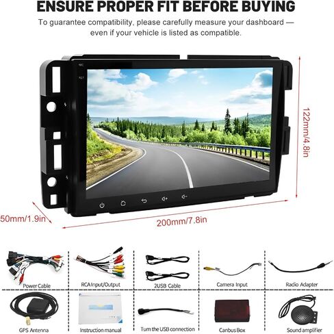 راديو ترقية ستيريو للسيارة Android 14 Double Din لسيارة Buick Lucerne 2006-2011، شاشة لمس 8 بوصة مع Carplay لاسلكي Android Auto GPS WiFi Bluetooth RDS DSP SWC Mirrorlink in Kuwait