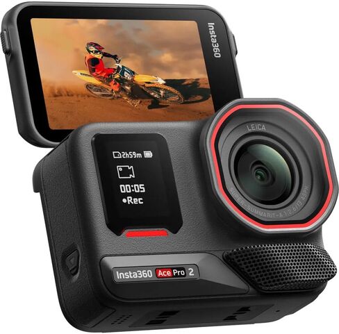 Insta360 Ace Pro 2 Flash Print Bundle - 8K Waterproof Action Camera with 1/1.3" Sensor, Dual AI Chip, Leading Low Light, Xplorer Grip Pro Kit with 128GB Card, Card Reader, 50 Piece Accessory Kit in Saudi Arabia
