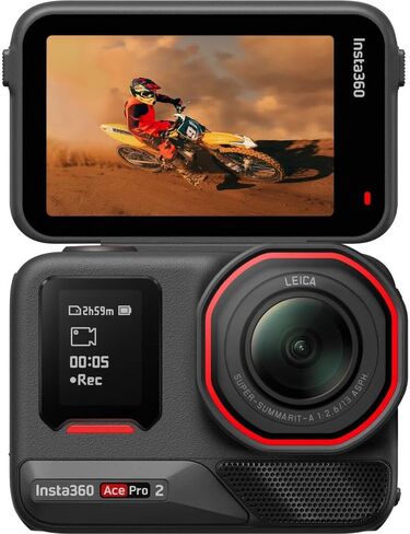 Insta360 Ace Pro 2 Flash Print Bundle - 8K Waterproof Action Camera with 1/1.3" Sensor, Dual AI Chip, Leading Low Light, Xplorer Grip Pro Kit with 128GB Card, Card Reader, 50 Piece Accessory Kit in Saudi Arabia