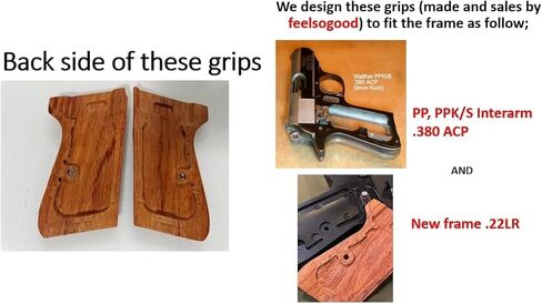 جديد! مقابض متوافقة مع PPK/S، PP، PPK/S الجديد .22 LR خشب برادوك، نقش مربع، صناعة يدوية تايلاندية in Kuwait