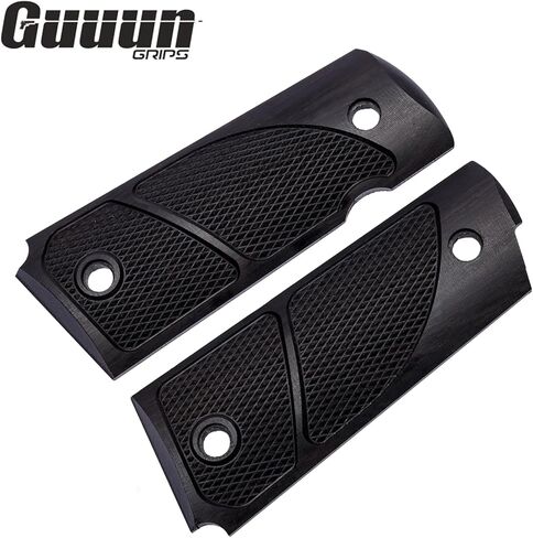 Guuun Compact 1911 Grips: Solid Ebony/Rosewood with Military Diamond Texture | Fit 1911 Officer Size in Saudi Arabia
