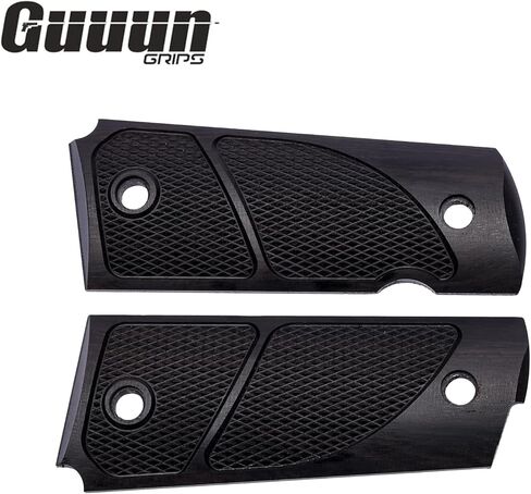 Guuun Compact 1911 Grips: Solid Ebony/Rosewood with Military Diamond Texture | Fit 1911 Officer Size in Saudi Arabia