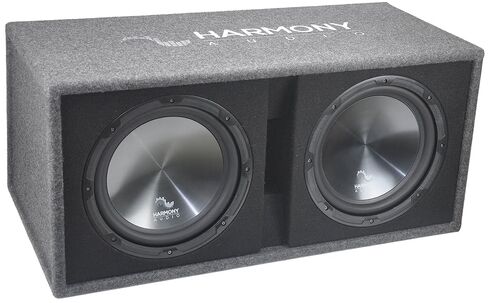 Harmony Audio Bundle HA-RD12 Car Rhythm Loaded Dual 12" Vented 1200W Sub Box with HA-A800.1 Amplifier & Amp Kit in Saudi Arabia
