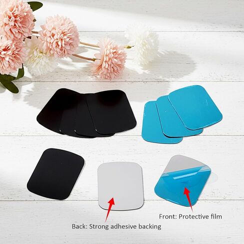 لوحة معدنية للمغناطيس، 10 قطع من اللوحات الرقيقة اللاصقة المتوافقة مع حامل هاتف السيارة المغناطيسي، لوحات معدنية عالمية لحافظة الهاتف (1.5 بوصة × 2 بوصة فضي، أسود) in Kuwait