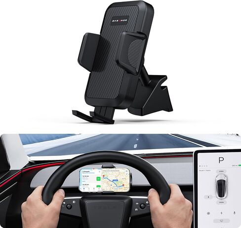 حامل هاتف BASENOR لعام 2025 2026 Tesla Model Y Juniper/Model 3 Highland، حامل هاتف لوحة القيادة لا يحجب الرؤية [بدون لاصق] [أذرع مزدوجة] [قابل للتعديل 360 درجة] ملحقات Tesla تناسب جميع الهواتف الذكية in Kuwait