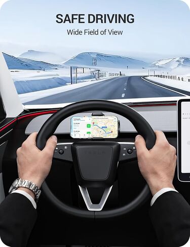 حامل هاتف BASENOR لعام 2025 2026 Tesla Model Y Juniper/Model 3 Highland، حامل هاتف لوحة القيادة لا يحجب الرؤية [بدون لاصق] [أذرع مزدوجة] [قابل للتعديل 360 درجة] ملحقات Tesla تناسب جميع الهواتف الذكية in Kuwait
