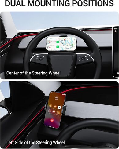 حامل هاتف BASENOR لعام 2025 2026 Tesla Model Y Juniper/Model 3 Highland، حامل هاتف لوحة القيادة لا يحجب الرؤية [بدون لاصق] [أذرع مزدوجة] [قابل للتعديل 360 درجة] ملحقات Tesla تناسب جميع الهواتف الذكية in Kuwait