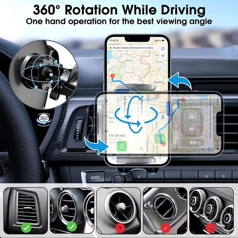 Car Phone Holder Universal Stable Car Phone Mount Air Vent Sturdy Hook Cradle Fit for iPhone Android and All Smartphones, Black in Saudi Arabia