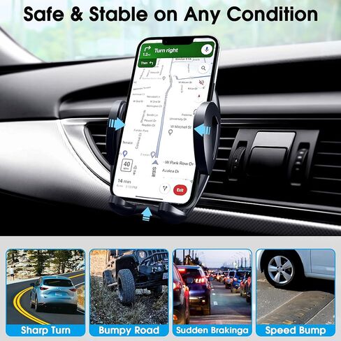 Car Phone Holder Universal Stable Car Phone Mount Air Vent Sturdy Hook Cradle Fit for iPhone Android and All Smartphones, Black in Saudi Arabia
