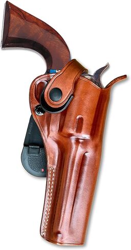 حافظة مسدس مجداف OWB من الجلد مع حزام الاحتفاظ يناسب Uberti Cattleman 1873، 45 Colt 4-3/4 بوصة، رسم R/H، لون بني #1841# in Kuwait