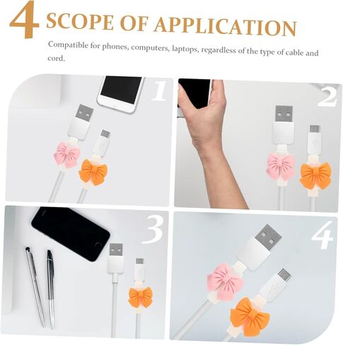 DOITOOL 20pairs Cute Bowknot Cable Protectors Mixed Color Data Cable Sleeves for Household Use to Prevent Breakage in Saudi Arabia