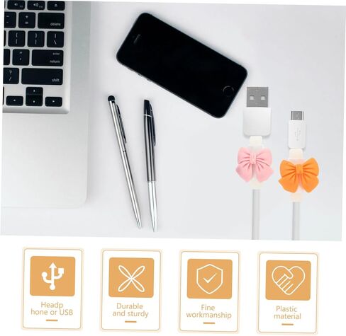 DOITOOL 20pairs Cute Bowknot Cable Protectors Mixed Color Data Cable Sleeves for Household Use to Prevent Breakage in Saudi Arabia