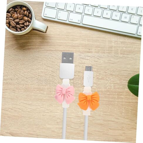 DOITOOL 20pairs Cute Bowknot Cable Protectors Mixed Color Data Cable Sleeves for Household Use to Prevent Breakage in Saudi Arabia