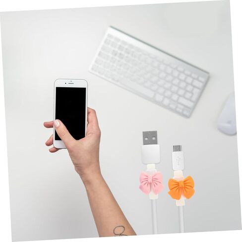 DOITOOL 20pairs Cute Bowknot Cable Protectors Mixed Color Data Cable Sleeves for Household Use to Prevent Breakage in Saudi Arabia