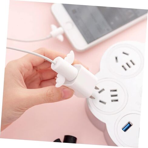 DOITOOL 6pcs USB Cable Protector Cartoon Wing Design White Charging Cable Saver for Data and Flexible for Daily Use Great for in Saudi Arabia