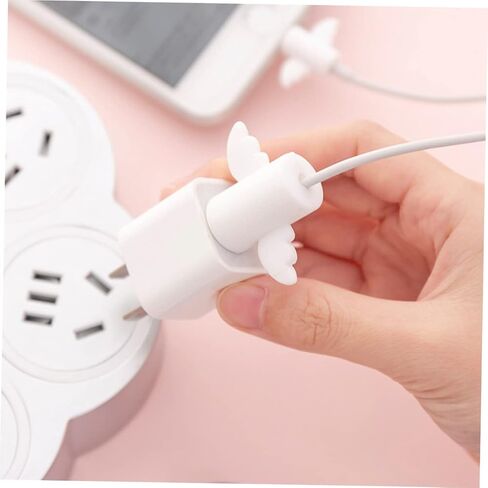 DOITOOL 6pcs USB Cable Protector Cartoon Wing Design White Charging Cable Saver for Data and Flexible for Daily Use Great for in Saudi Arabia