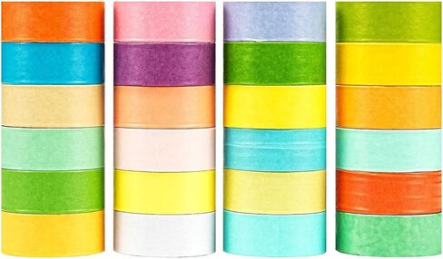 24 Rolls Washi Sticker Set, Solid Color Stickers Decorative for Arts DIY Crafts Journal Supplies Scrapbook Card Gift Wrapping in Saudi Arabia