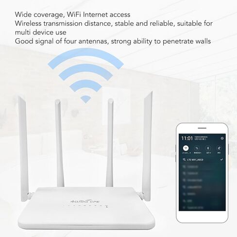 راوتر لاسلكي 4G LTE غير مقفل مع فتحة بطاقة SIM - نقطة اتصال واي فاي بسرعة 300 ميجا بت في الثانية لآسيا، هوائيات 4X 5dBi، نقطة اتصال متنقلة لـ 20 جهازًا (CPE R103) (مقابس الولايات المتحدة) in Kuwait