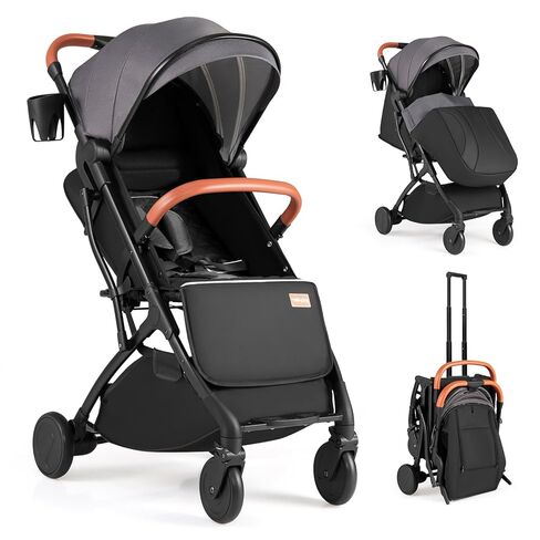 BABY JOY Lightweight Stroller, Compact Travel Stroller with One-Hand Fold, Adjustable Backrest, Canopy, Cup Holder, Footmuff & Storage Basket for Toddlers (Pink) in Saudi Arabia