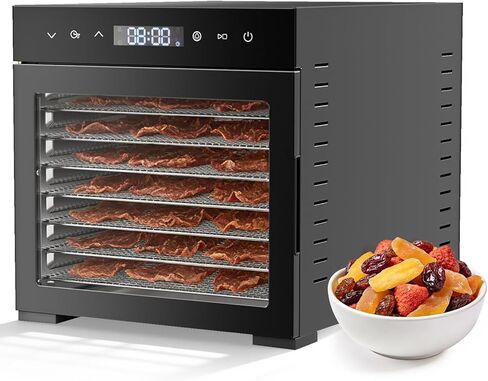 OLIXIS Food Dehydrator Machine, 500W Jerky Dehydrators with 8 Stainless Steel Large Trays, 185°F Temperature Control & 24H Timer Food Dryer for Fruit Meat Herb Dog Treats, Silver in Kuwait