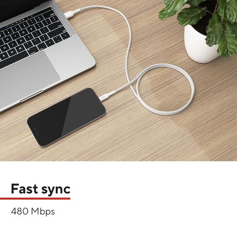 كابل شحن لايتنينج إلى USB-A من Staples TECH، بطول 6.6 قدم، أبيض، 2/عبوة (ST62319) in Kuwait