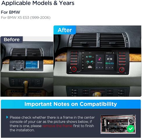 XTRONS Android 14 ستيريو سيارة لسيارات BMW X5 E53 (1999-2006)، 7 بوصة IPS شاشة تعمل باللمس وحدة رأسية GPS ملاحة بلوتوث مدمجة DSP دعم CarPlay Android Auto 4G LTE DVD TPMS كاميرا احتياطية (4+64G) in Kuwait
