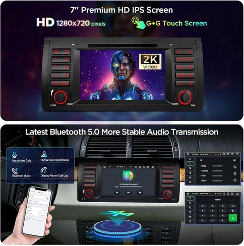 XTRONS Android 14 ستيريو سيارة لسيارات BMW X5 E53 (1999-2006)، 7 بوصة IPS شاشة تعمل باللمس وحدة رأسية GPS ملاحة بلوتوث مدمجة DSP دعم CarPlay Android Auto 4G LTE DVD TPMS كاميرا احتياطية (4+64G) in Kuwait