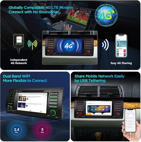 XTRONS Android 14 ستيريو سيارة لسيارات BMW X5 E53 (1999-2006)، 7 بوصة IPS شاشة تعمل باللمس وحدة رأسية GPS ملاحة بلوتوث مدمجة DSP دعم CarPlay Android Auto 4G LTE DVD TPMS كاميرا احتياطية (4+64G) in Kuwait