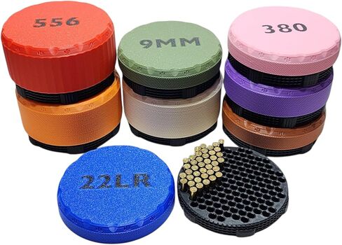 صندوق تخزين الذخيرة - يناسب 9MM، و22LR، و380 ACP، و5.56، و223، و357 Mag، و300 BLK، و45 ACP - غطاء متين مثبت على المسمار مع خيار إضافة نص مخصص إلى الغطاء. in Kuwait