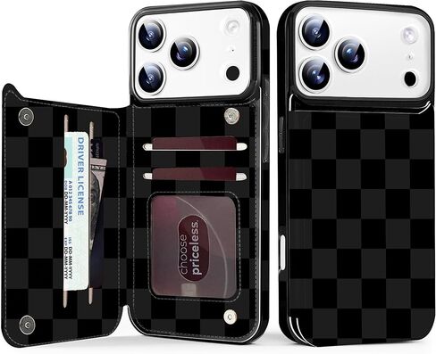 TopPerfekt for iPhone 17 Pro Wallet Case with Card Holder, Military-Grade Drop Protection, Flip PU Leather Built, Double Magnetic Clasp Durable Shockproof for iP17 Pro 6.3Inch Cover-Stripes Blue White in Saudi Arabia