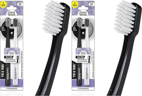 GuruNanda Yin & Yang Toothbrush with Extra Soft Bristles, Promotes Gentle, Balanced Oral Hygiene for a Brighter & Happier Smile, Eco Friendly, BPA Free, 2 Count in Saudi Arabia