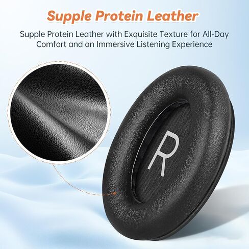Aurivor Replacement Ear Pads for Bose QuietComfort 45 35 ii (QC45 QC35) Headphones, Anti-Tear Earpads Cushions for QC SE SC & New Quiet Comfort (Deep Bass), Softer Foam & Leather (Black) in Saudi Arabia