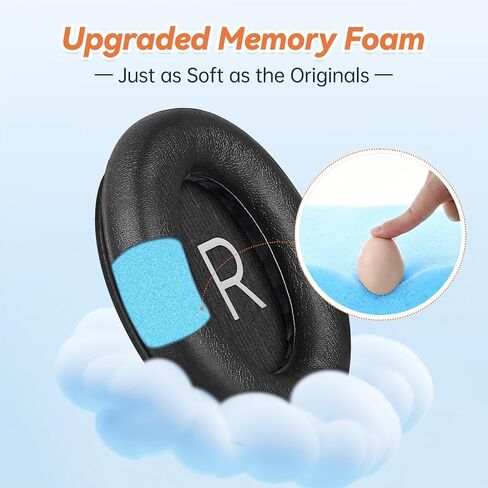 Aurivor Replacement Ear Pads for Bose QuietComfort 45 35 ii (QC45 QC35) Headphones, Anti-Tear Earpads Cushions for QC SE SC & New Quiet Comfort (Deep Bass), Softer Foam & Leather (Black) in Saudi Arabia