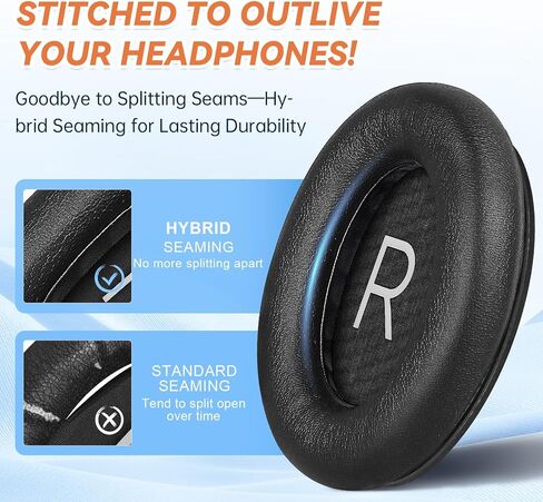Aurivor Replacement Ear Pads for Bose QuietComfort 45 35 ii (QC45 QC35) Headphones, Anti-Tear Earpads Cushions for QC SE SC & New Quiet Comfort (Deep Bass), Softer Foam & Leather (Black) in Saudi Arabia