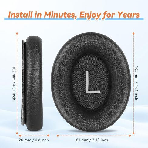 Aurivor Replacement Ear Pads for Bose QuietComfort 45 35 ii (QC45 QC35) Headphones, Anti-Tear Earpads Cushions for QC SE SC & New Quiet Comfort (Deep Bass), Softer Foam & Leather (Black) in Saudi Arabia
