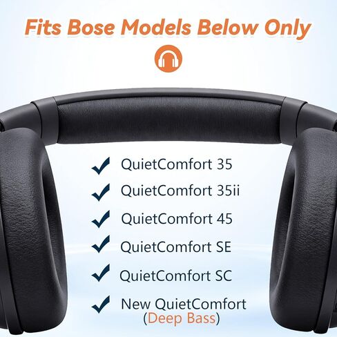Aurivor Replacement Ear Pads for Bose QuietComfort 45 35 ii (QC45 QC35) Headphones, Anti-Tear Earpads Cushions for QC SE SC & New Quiet Comfort (Deep Bass), Softer Foam & Leather (Black) in Saudi Arabia