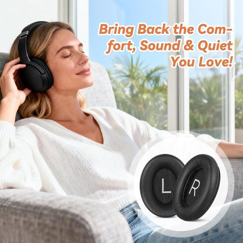Aurivor Replacement Ear Pads for Bose QuietComfort 45 35 ii (QC45 QC35) Headphones, Anti-Tear Earpads Cushions for QC SE SC & New Quiet Comfort (Deep Bass), Softer Foam & Leather (Black) in Saudi Arabia