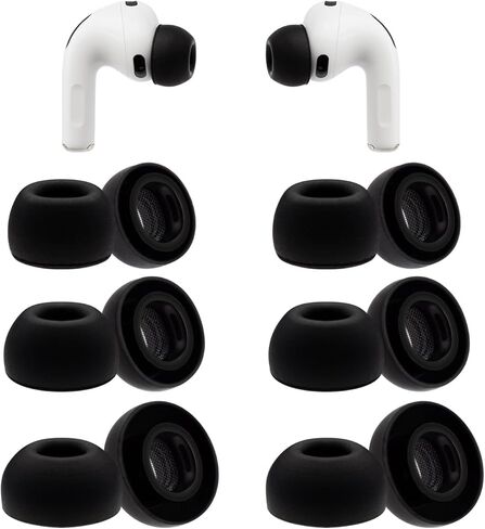 أطراف أذن بديلة لسماعات الأذن AirPods Pro 3، أطراف سماعات أذن من السيليكون متوافقة مع AirPods Pro الجيل الثالث 2025، 6 أزواج باللون الأسود (متنوعة-S/M/L) in Kuwait