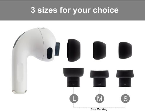 أطراف أذن بديلة لسماعات الأذن AirPods Pro 3، أطراف سماعات أذن من السيليكون متوافقة مع AirPods Pro الجيل الثالث 2025، 6 أزواج باللون الأسود (متنوعة-S/M/L) in Kuwait