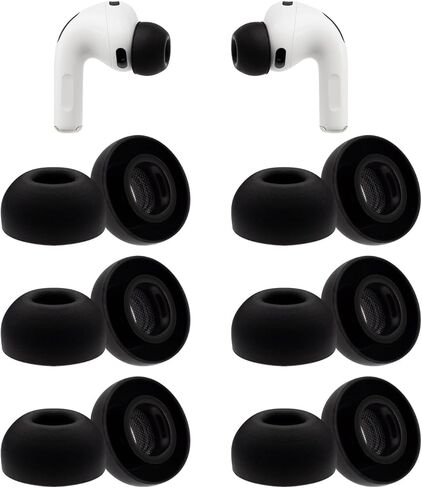 أطراف أذن بديلة لسماعات الأذن AirPods Pro 3، أطراف سماعات أذن من السيليكون متوافقة مع AirPods Pro الجيل الثالث 2025، 6 أزواج باللون الأسود (متنوعة-S/M/L) in Kuwait