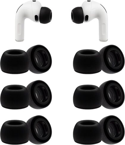 أطراف أذن بديلة لسماعات الأذن AirPods Pro 3، أطراف سماعات أذن من السيليكون متوافقة مع AirPods Pro الجيل الثالث 2025، 6 أزواج باللون الأسود (متنوعة-S/M/L) in Kuwait