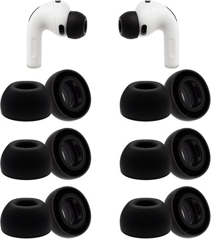 أطراف أذن بديلة لسماعات الأذن AirPods Pro 3، أطراف سماعات أذن من السيليكون متوافقة مع AirPods Pro الجيل الثالث 2025، 6 أزواج باللون الأسود (متنوعة-S/M/L) in Kuwait